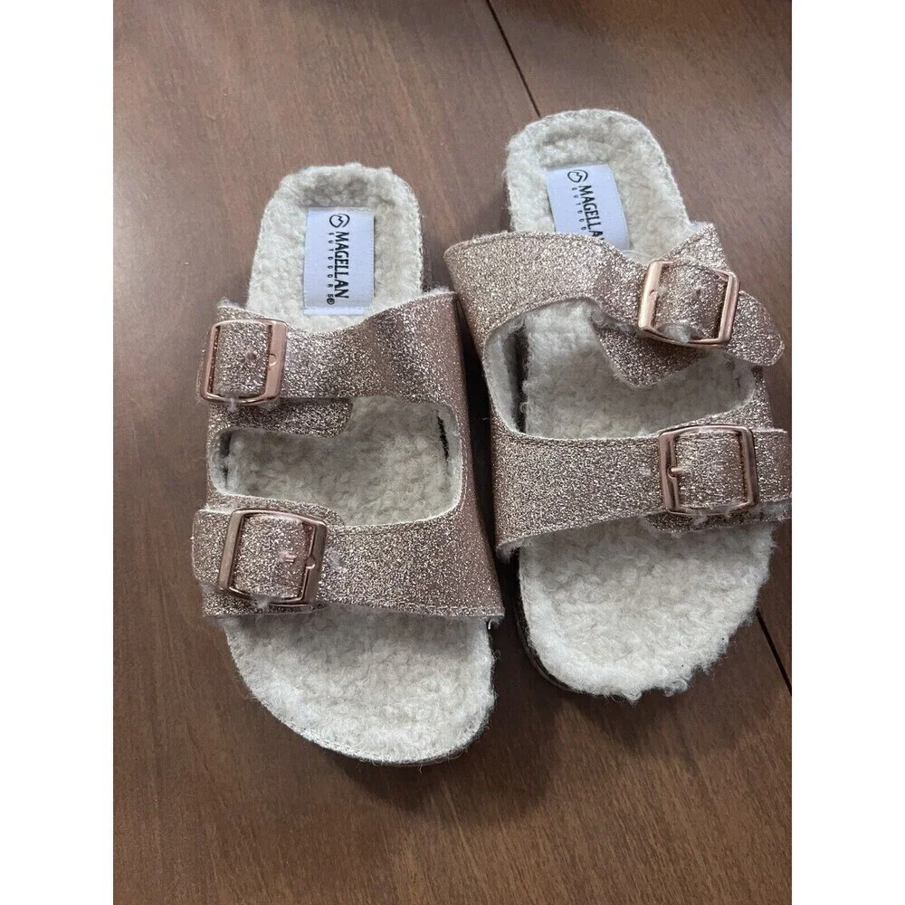 Magellan Outdoors Girls Slip On Sandals Slides Glitter Size 13/1
